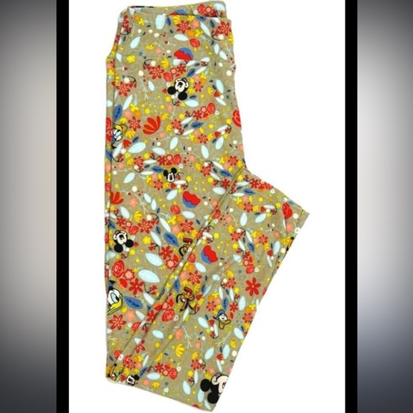 Olive Green Mickey Mouse Disney TC LulaRoe Leggings - Picture 1 of 5